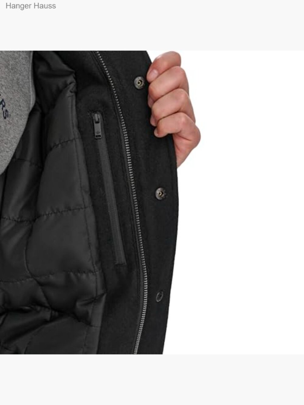 Men's Bomber Jacket with Faux Leather Sleeves - Picture 5 of 7